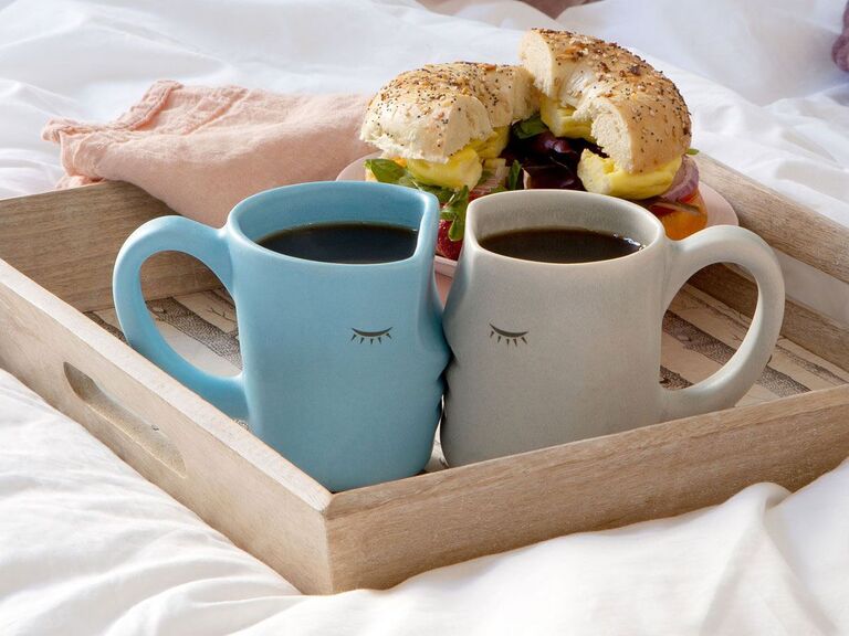 Ceramic kissing mugs long distance relationship gift