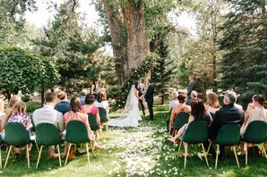 Outdoor Minimony in Colorado with Velvet Chairs