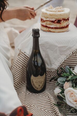 Bottle of Dom Perignon Champagne for Elopement at Glacier Point in Yosemite National Park