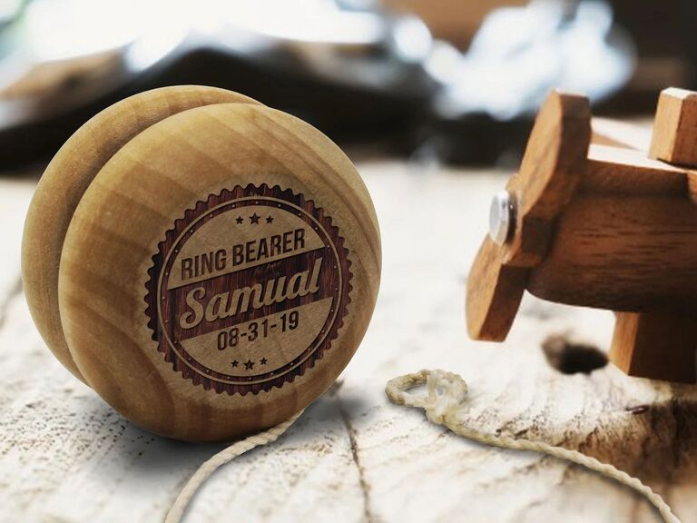 Personalized wooden yo-you ring bearer gift