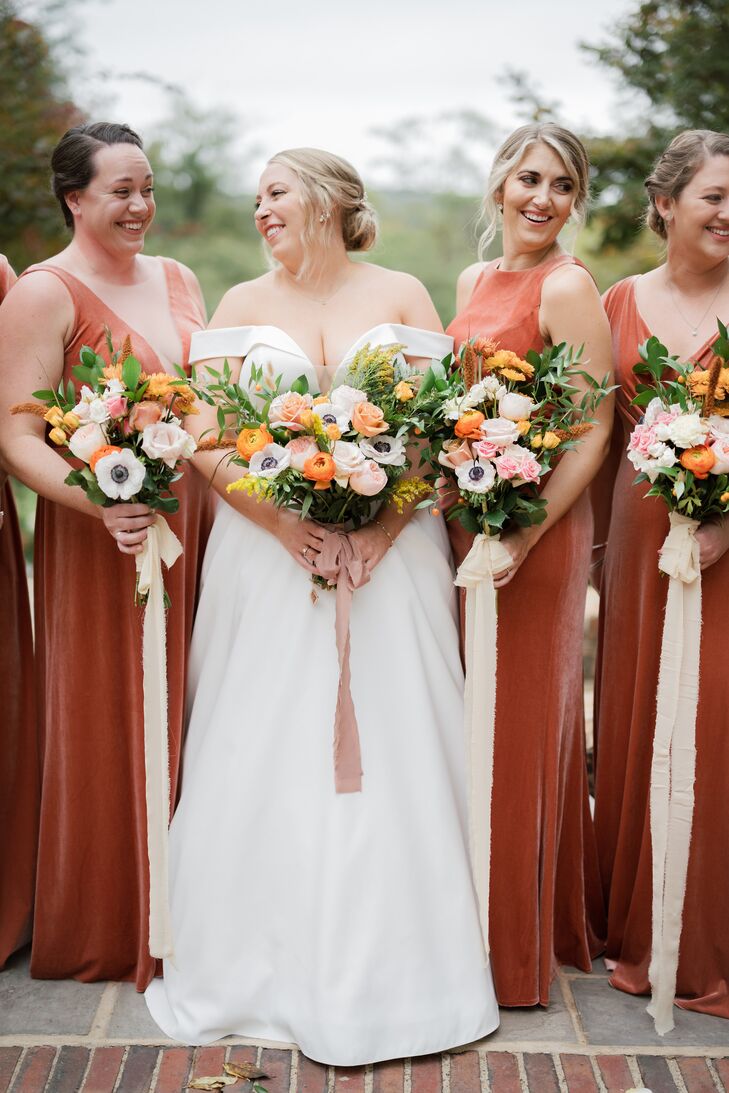 Bride and Bridesmaids in Pink Gowns
