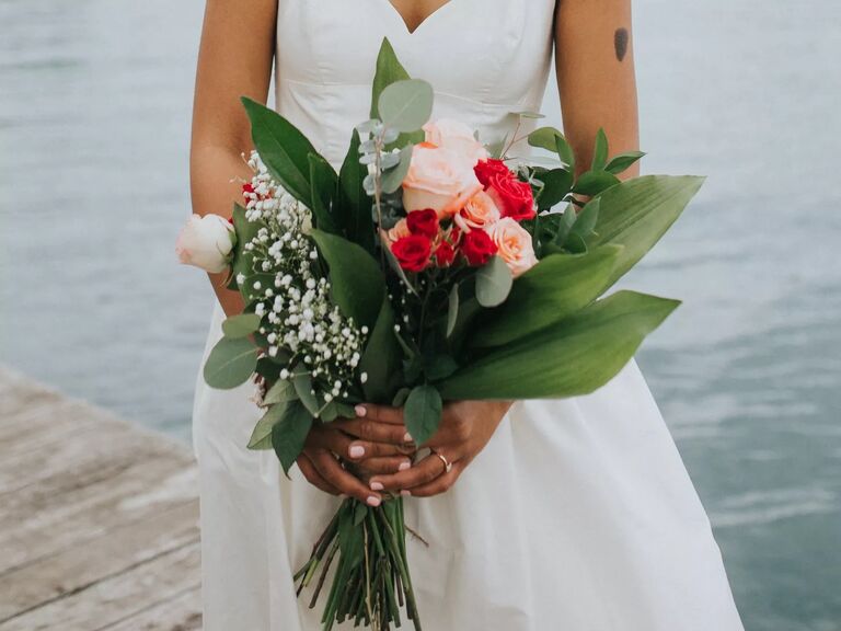 Tropical Wedding Bouquet With Baby's Breath