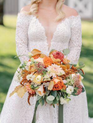 Rustic Fall Wedding Bouquet With Orange Flowers