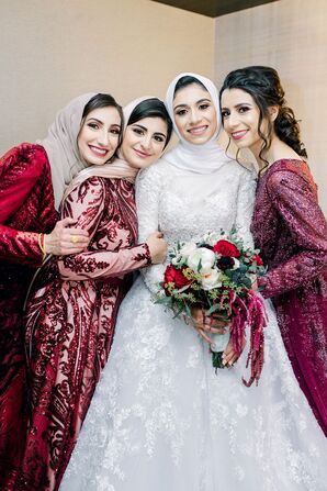 Bridal Party Wearing Hijabs for Wedding at the Durham Convention Center in North Carolina