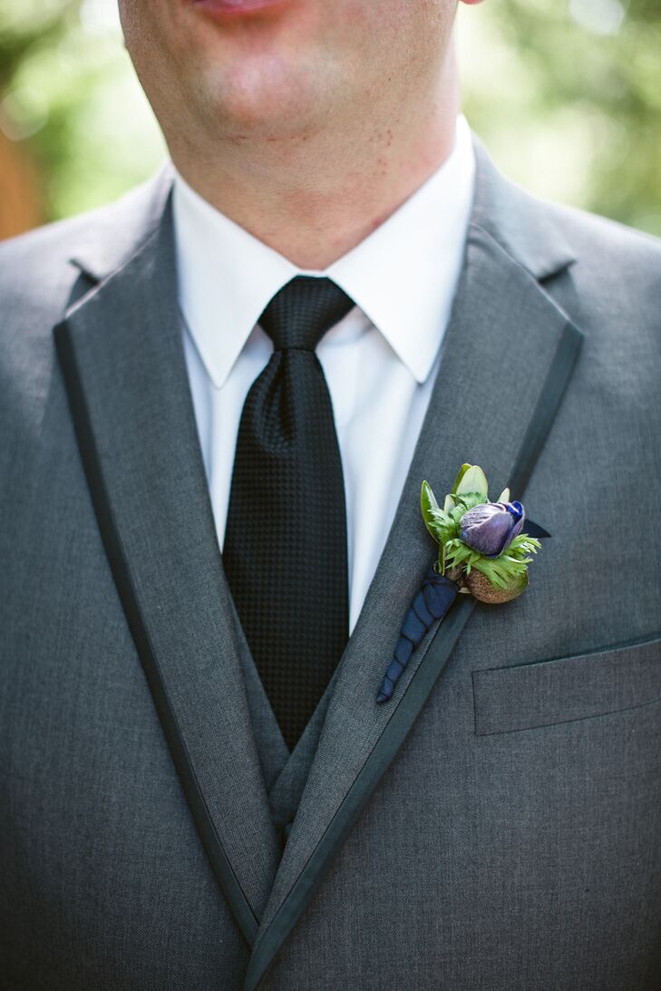 Green and Purple Boutonniere