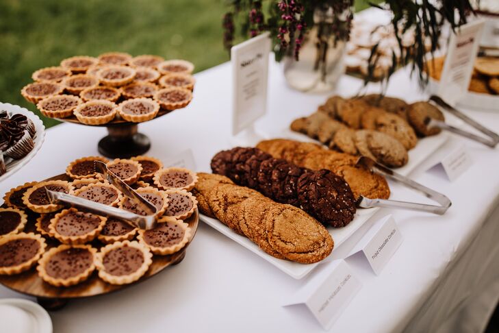Modern Dessert Table with Cookies and Tart
