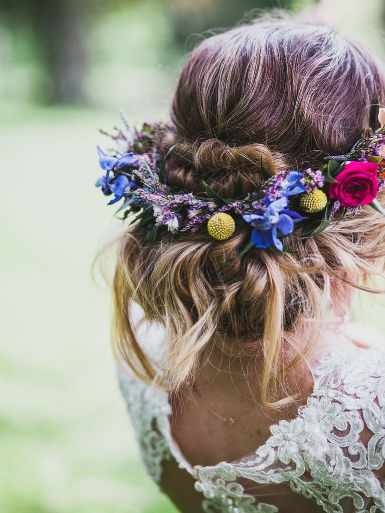 rainbow wedding ideas flower crown