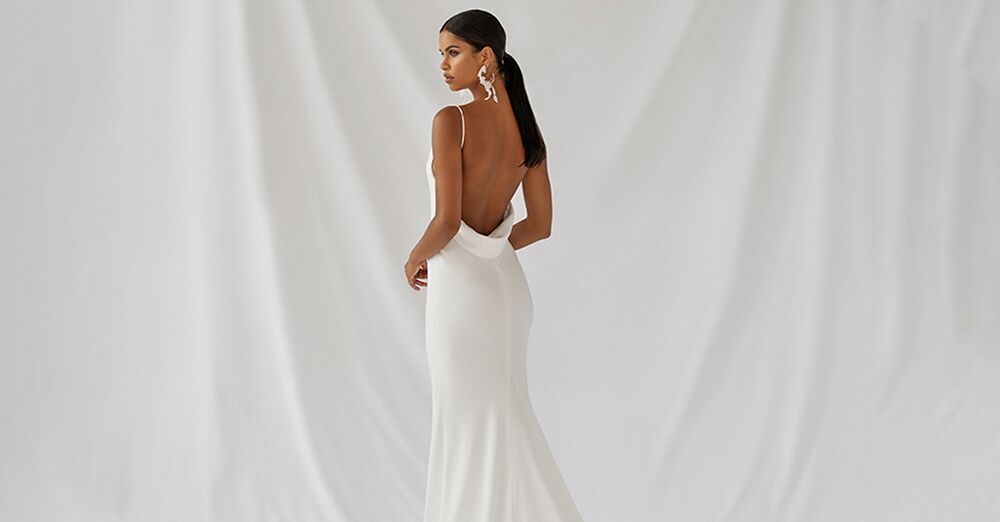 cowl back wedding dress