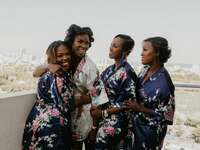 Bride and bridesmaids getting ready the morning of their wedding