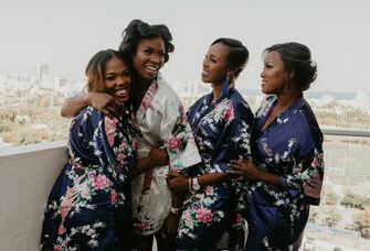 Bride and bridesmaids getting ready the morning of their wedding