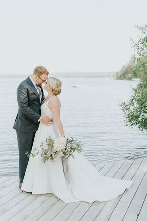 Bride and Groom on Lake Sunapee Dock