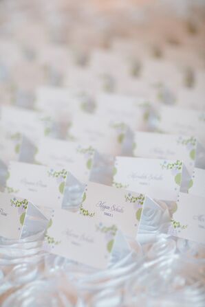 Purple and Green Escort Cards