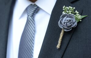 Navy DIY Felt Flower Boutonniere