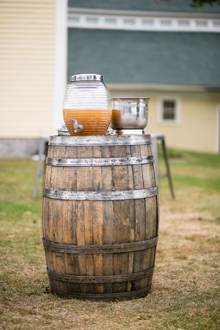Maine Rustic Wooden-Barrel Drink Station