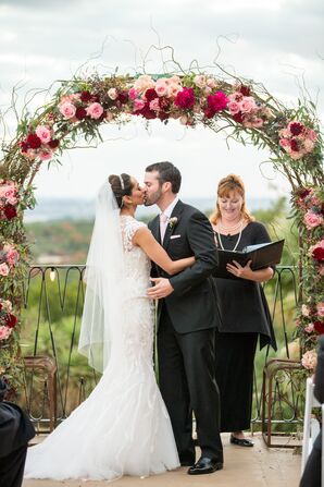 First Kiss at Villa Antonia in Austin, Texas