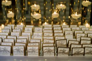 Ivory-and-Gold Snowflake Escort Cards