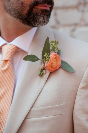 Peach Ranunculus Boutonniere