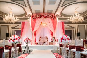 Pink and White Fabric-Draped Mandap