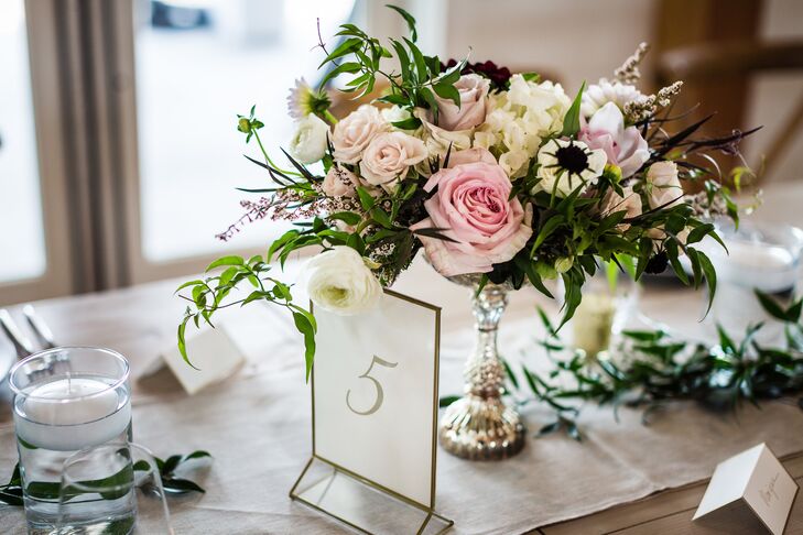 Rose, Thistle and Ranunculus Centerpieces
