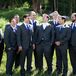 Vera Wang Gray and Purple Groomsmen Suits