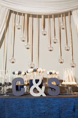 Navy and White Cake Pop Dessert Display