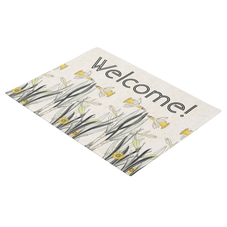 Daffodil welcome mat representing 10th anniversary flower gift