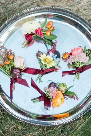 Colorful Boutonnieres with Silk Ribbon Detail