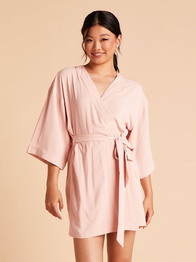 Bridesmaid wearing bridesmaid robe gift idea
