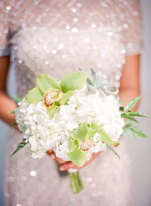 Green Orchid, Hydrangea and Succulent Bouquet