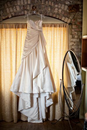 Ivory strapless Wedding Dress, Elegant Draping