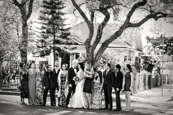 Black and White Wedding Party Shot
