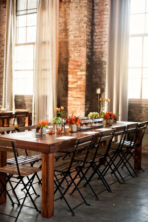 Rustic Reception Dining Table with Centerpieces