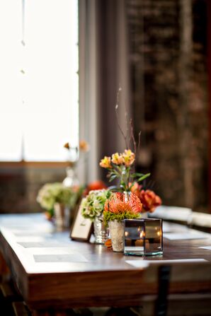 Succulent and Candle Reception Centerpieces