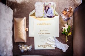 Elegant Gold and Ivory Custom Invitations