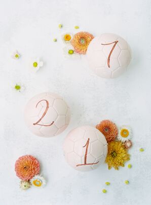 Painted Soccer Ball Table Numbers