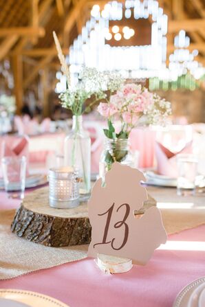 Rustic Tablescape With Michigan-Shaped Table Numbers
