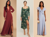 three elegant fall-colored bridesmaid dresses
