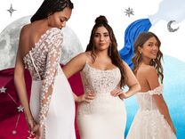 Lillian West wedding dresses with celestial background graphics