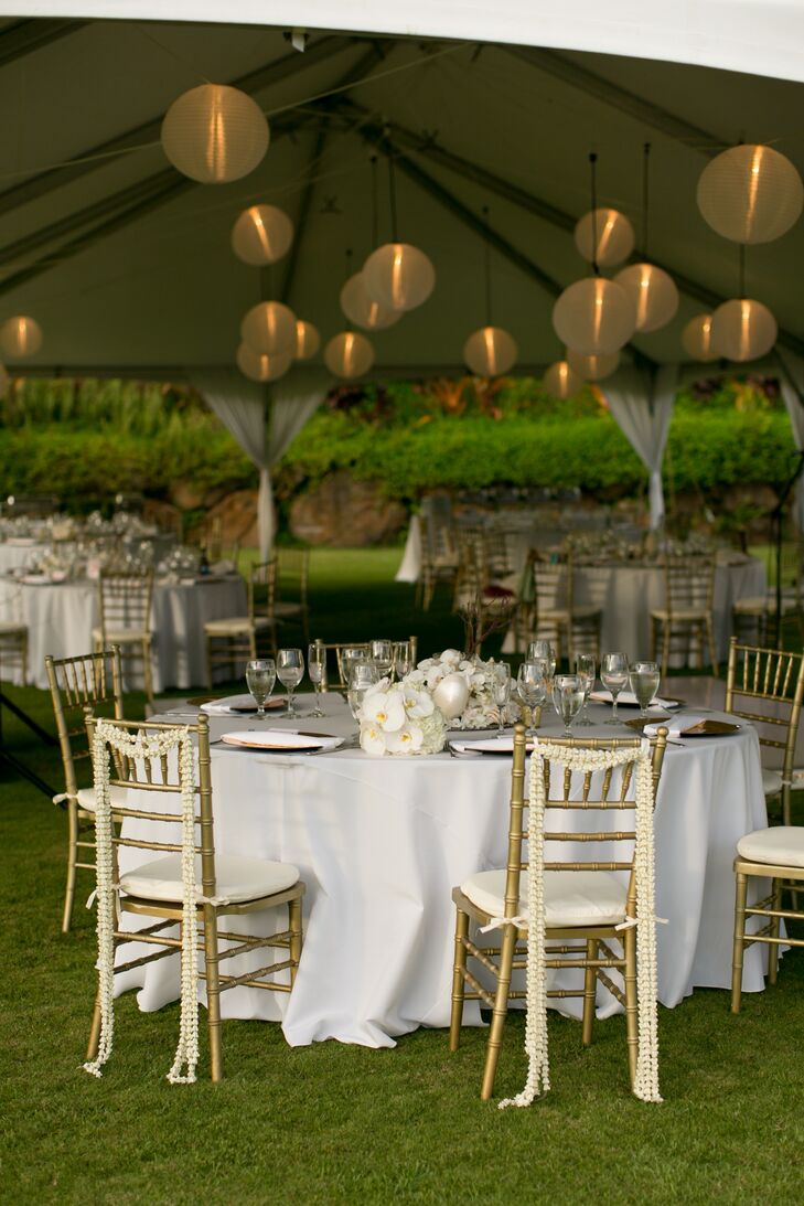 Tented Reception with Lanterns, Dining Tables