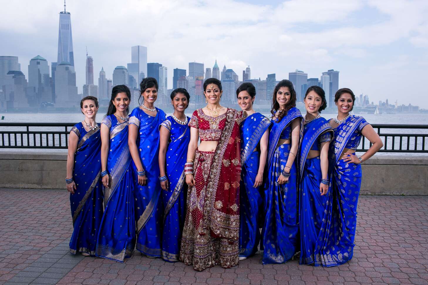 Traditional Royal Blue Bridesmaid Saris