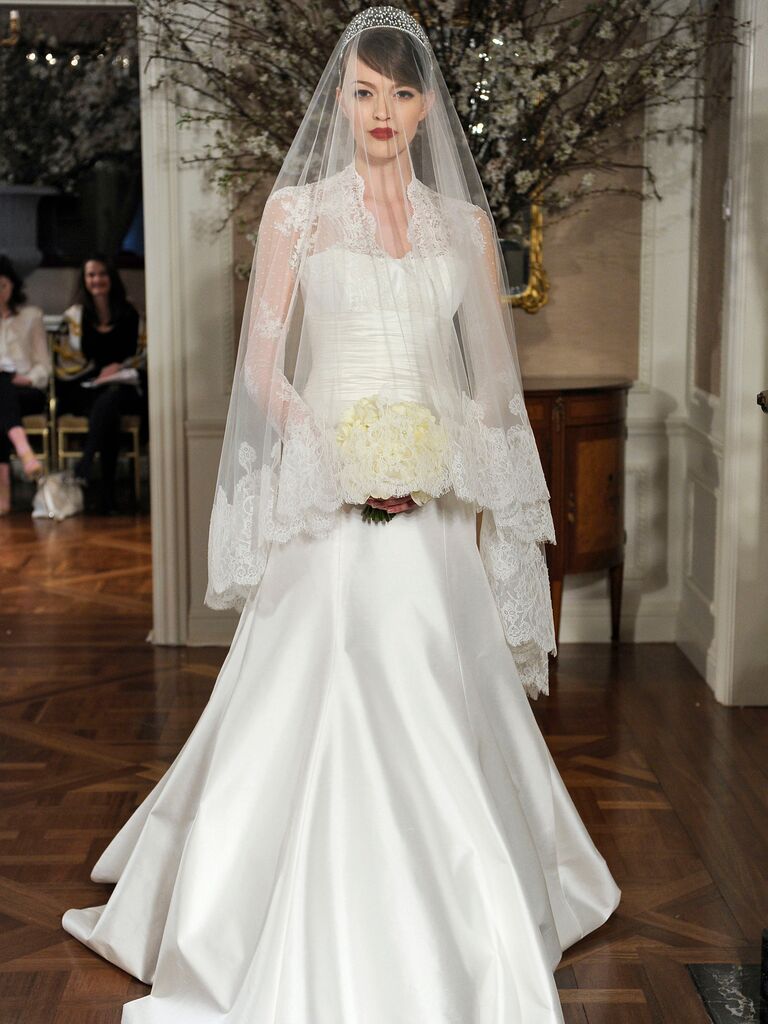 Romona Keveza wedding dress with long lace sleeves