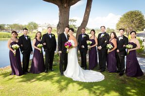 Black Dress Shoes and Purple Heels