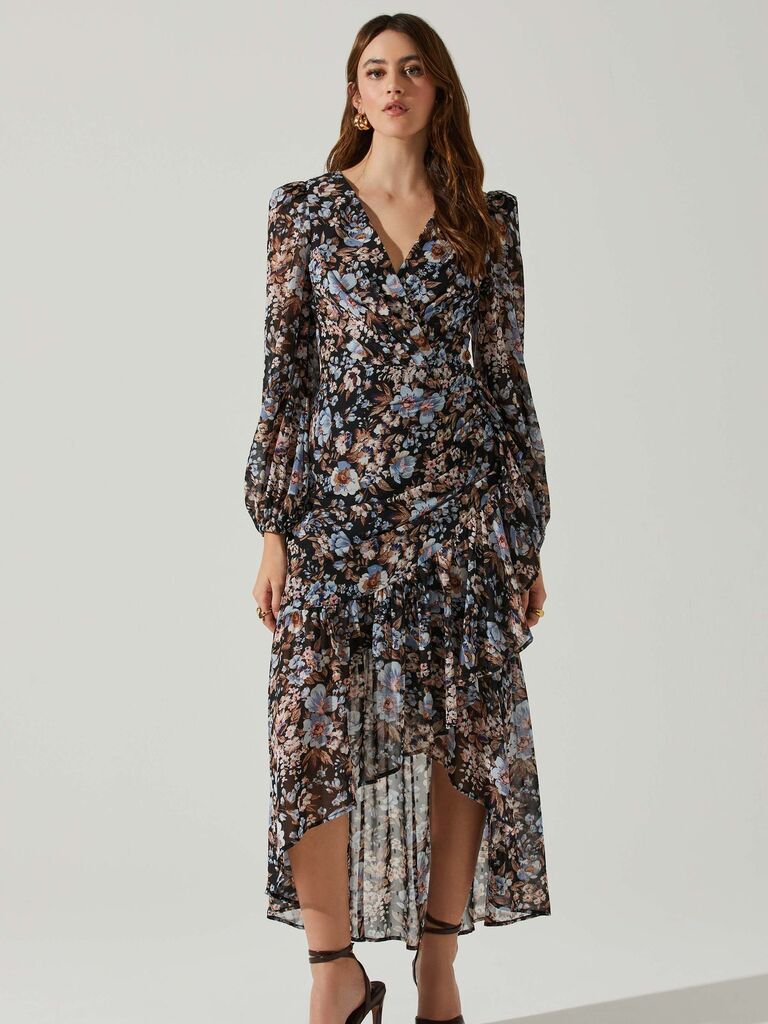 Floral wedding guest cocktail dress from ASTR The Label