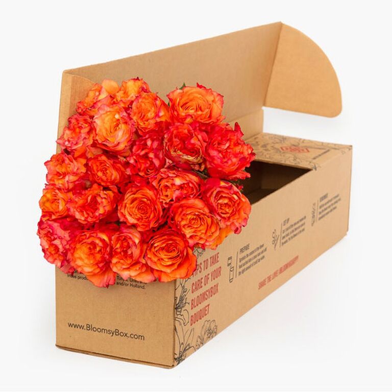 Coral-colored bouquet of roses 35th anniversary gift