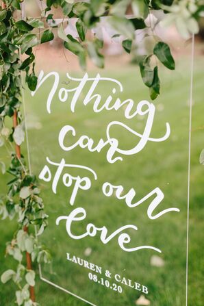 Calligraphed Lucite Sign at Minimony in Colorado