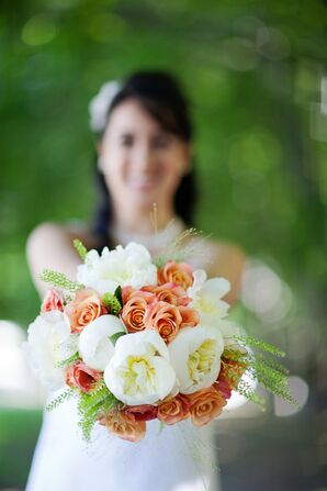 Peach and White Bridal Bouquet