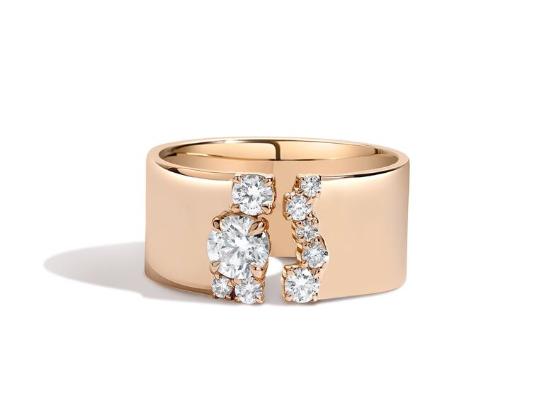 open diamond wedding band in rose gold