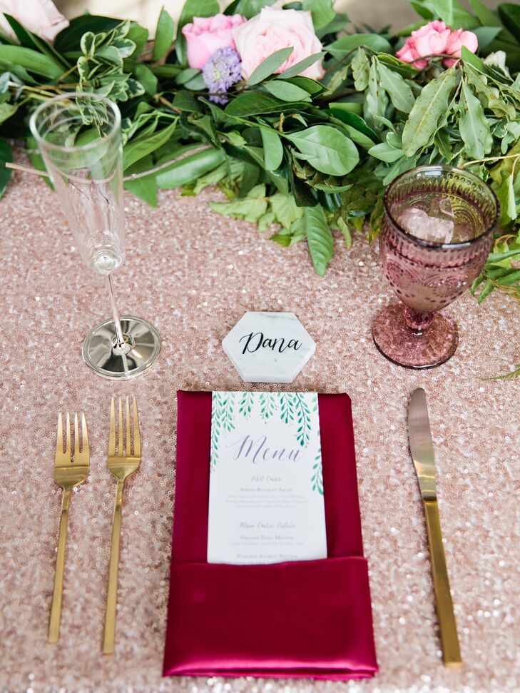 Glam Blush Sequin Table Linens