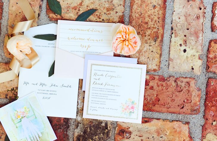 Blush and Gold Wedding Invitations