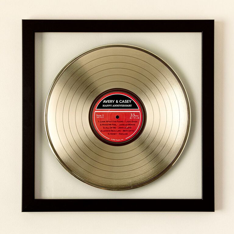 Parents anniversary custom gold record art gift